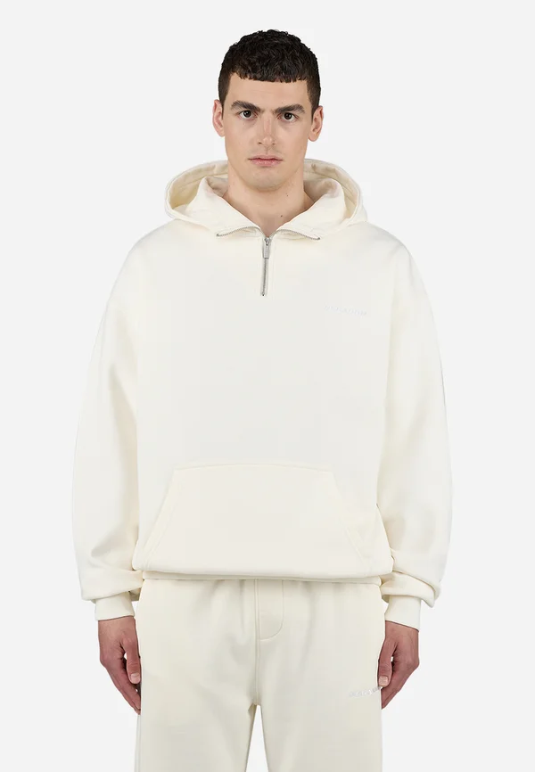 LOGO OVERSIZED HALFZIP HOODIE - Kapuzenpullover - washed unbleached white gum