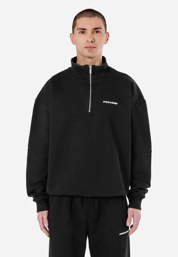 LOGO OVERSIZED HALFZIP - Sweatshirt - washed black/white gum