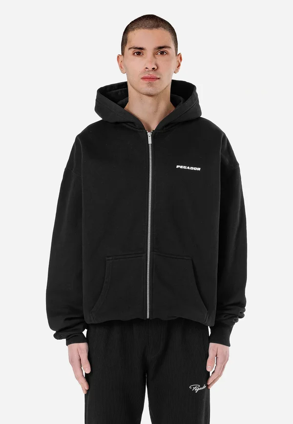 LOGO OVERSIZED JACKET - Sweatjacke - washed black/white gum