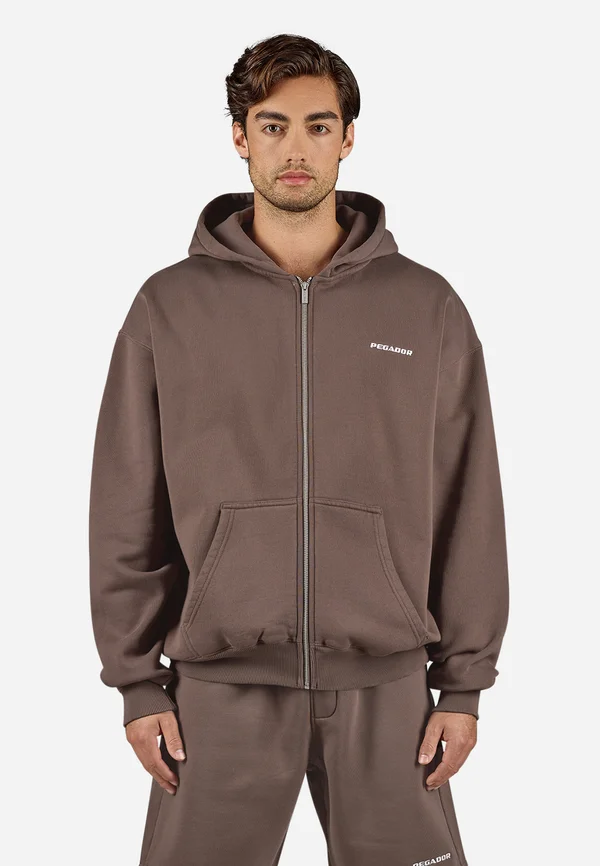 LOGO OVERSIZED JACKET - Sweatjacke - washed cozy brown/white gum