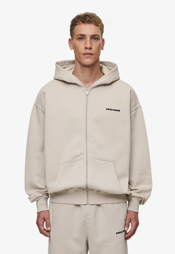 LOGO OVERSIZED JACKET - Sweatjacke - washed light beige