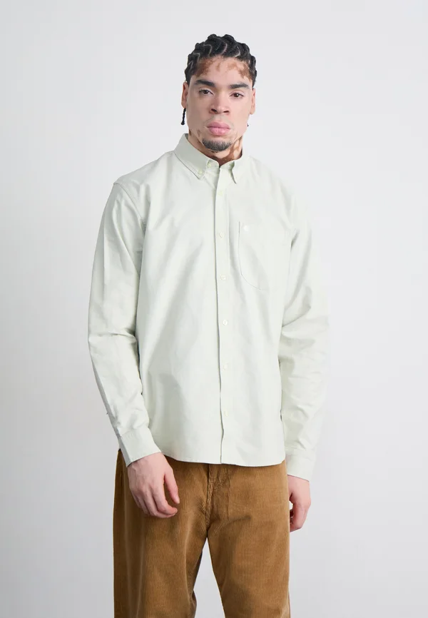 LOGO OXFORD - Hemd - pale olive/white