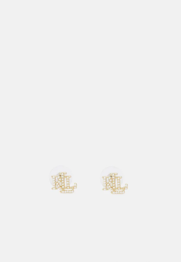 LOGO STUD - Ohrringe - gold-coloured/white