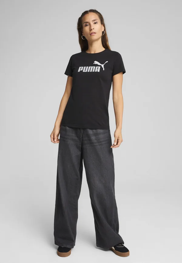 LOGO  - T-Shirt print - black metallic silver