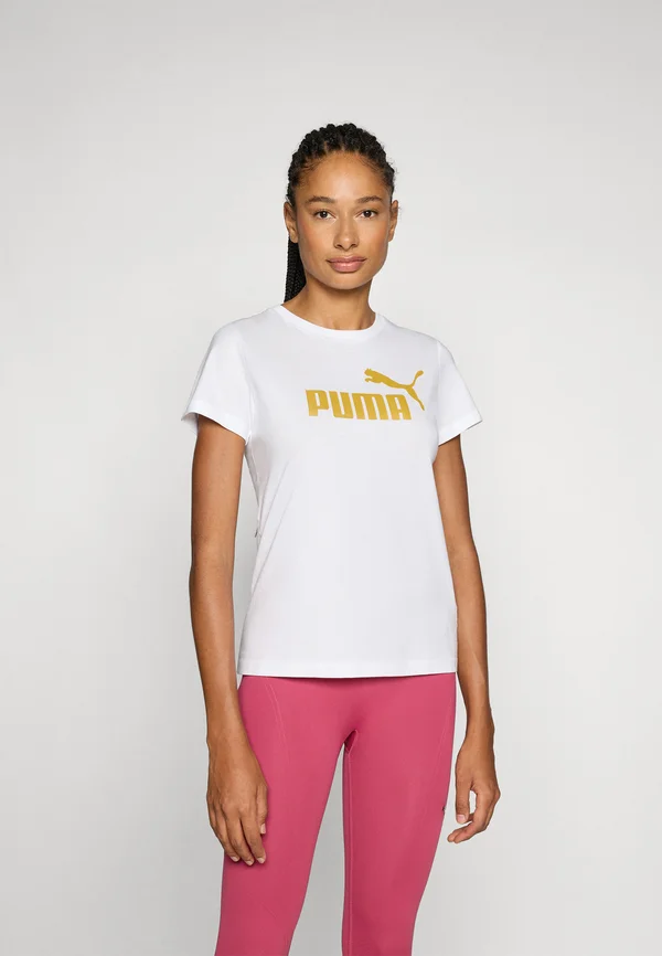 LOGO  - T-Shirt print - white/metallic gold-coloured