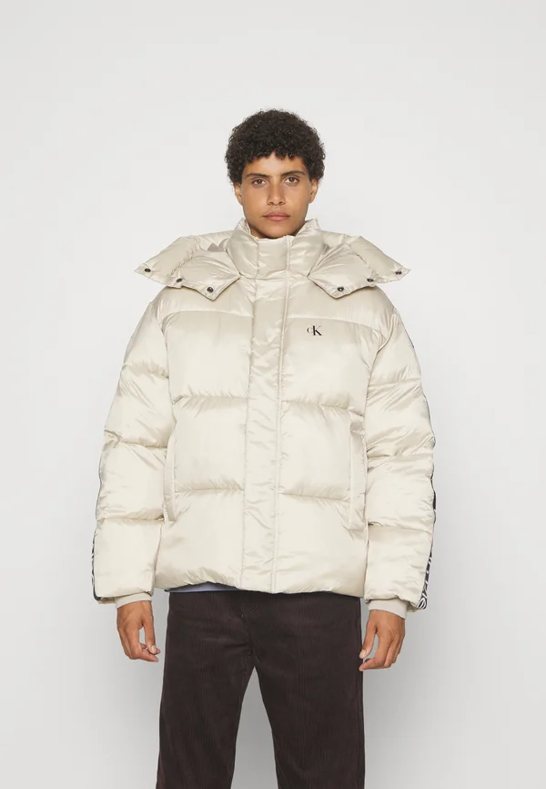 LOGO TAPE PUFFER - Kurzmantel - plaza taupe