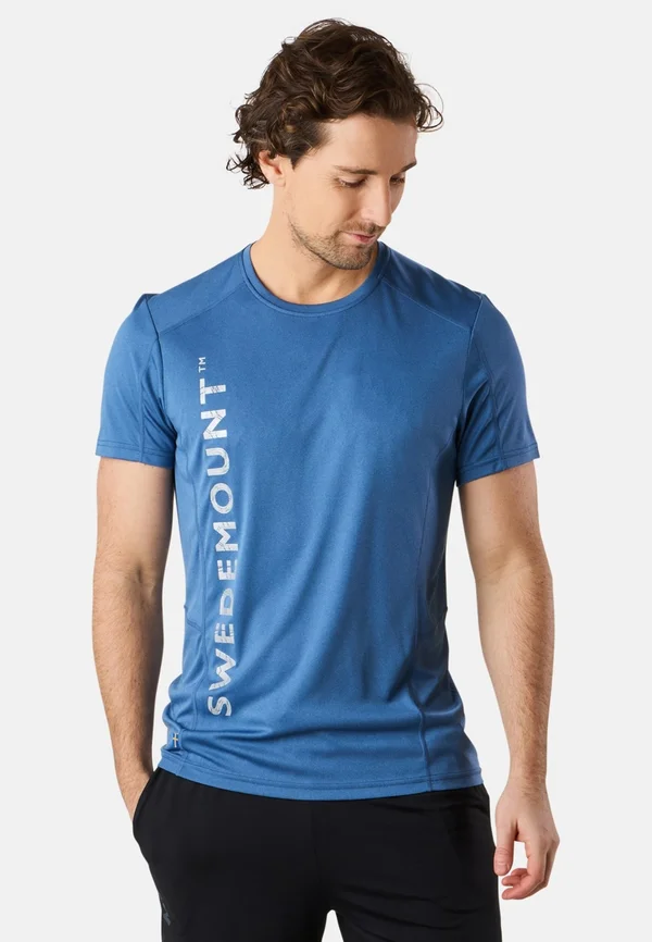 LOGO TEE - T-Shirt print - denim blue melange reflective