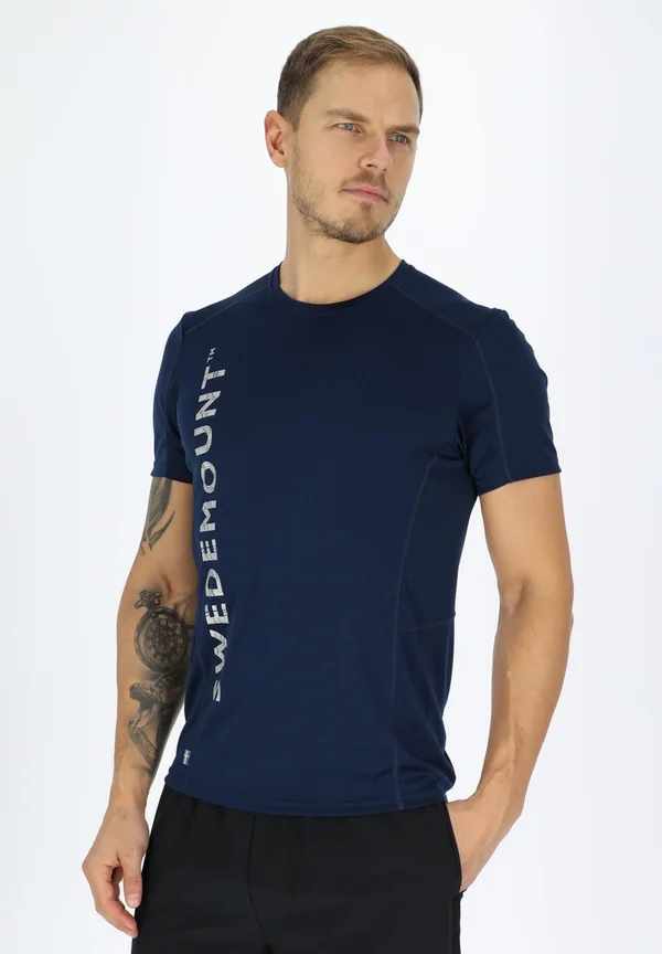 LOGO TEE - T-Shirt print - navy melange reflective