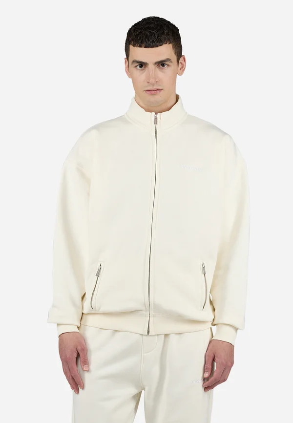 LOGO TRACK - Sweatjacke - washed unbleached white