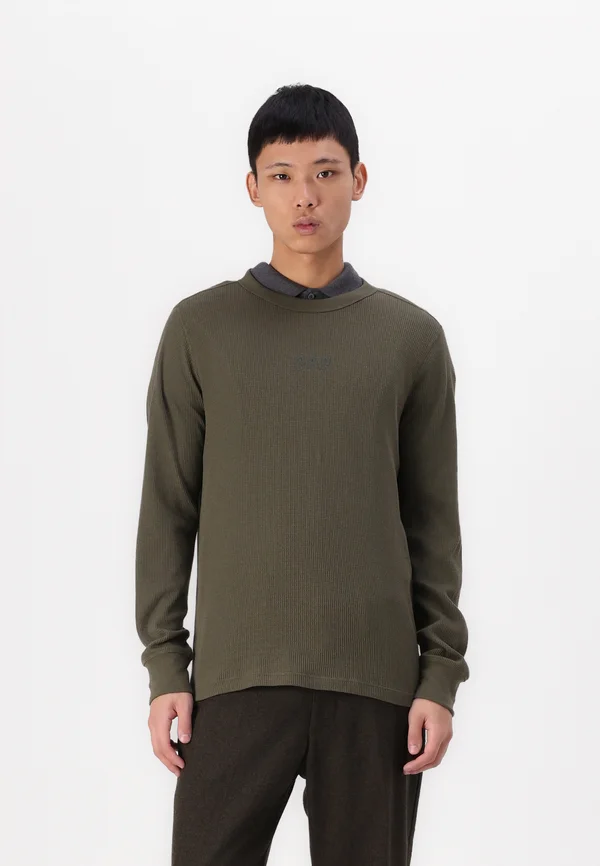 LOGO WAFFLE CREW - Strickpullover - olive