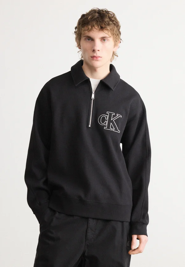 LOGO ZIP - Strickpullover - black