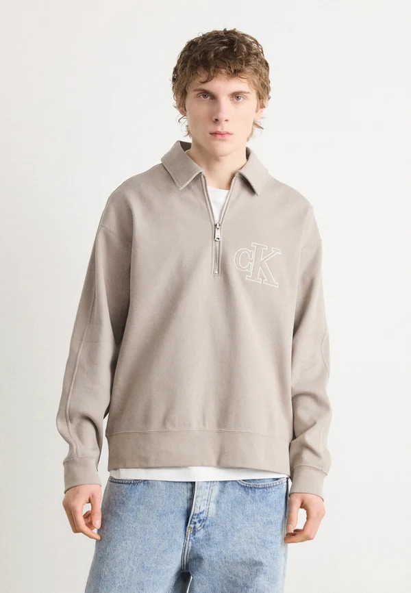 LOGO ZIP - Strickpullover - vintage khaki