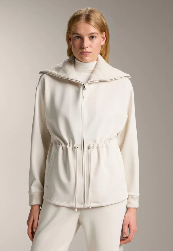 LONG BRUSHED  WITH ADJUSTABLE WAIST AND COLLAR  - Sweatjacke - stone