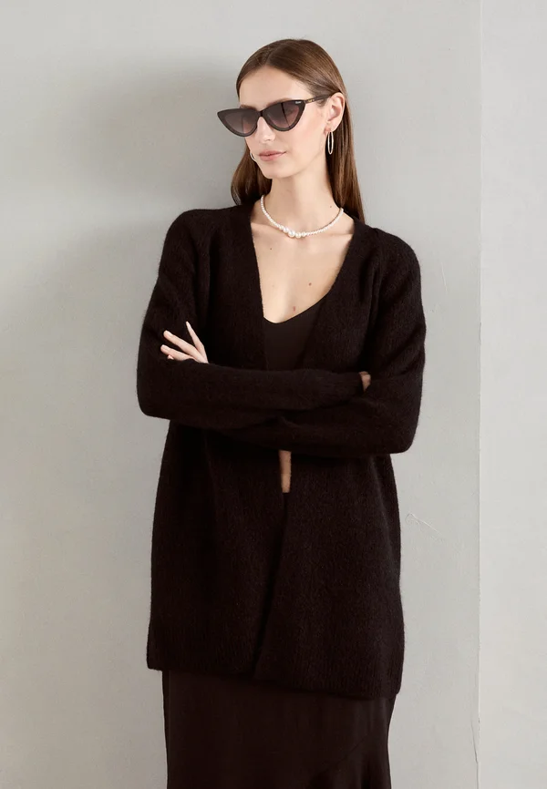 LONG CARDIGAN - Strickjacke - black