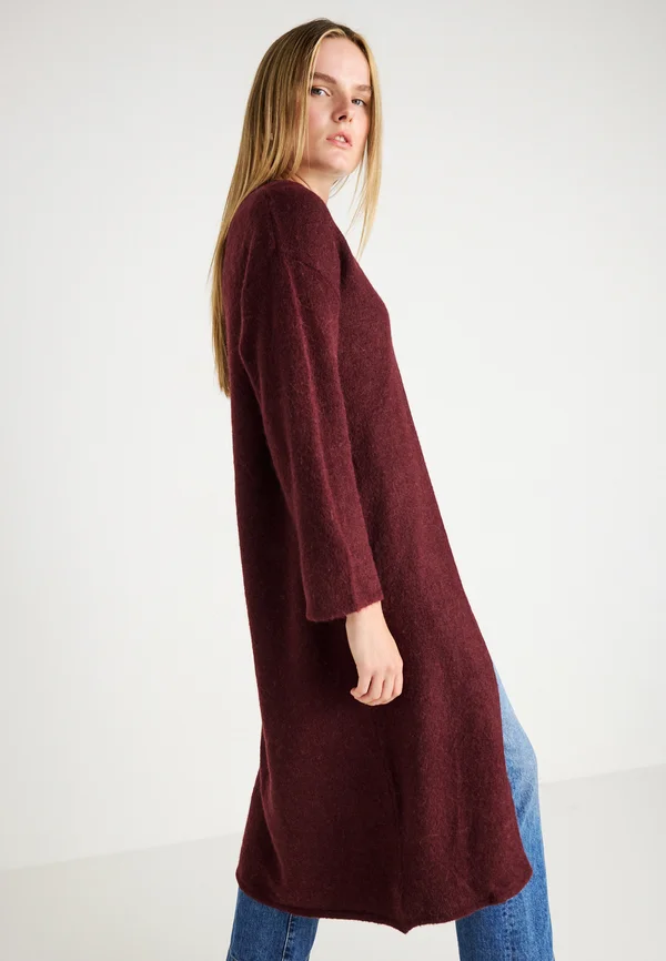 LONG CARDIGAN - Strickjacke - tawny port