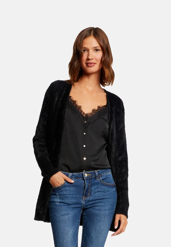 LONG FLUFFY  - Strickjacke - black