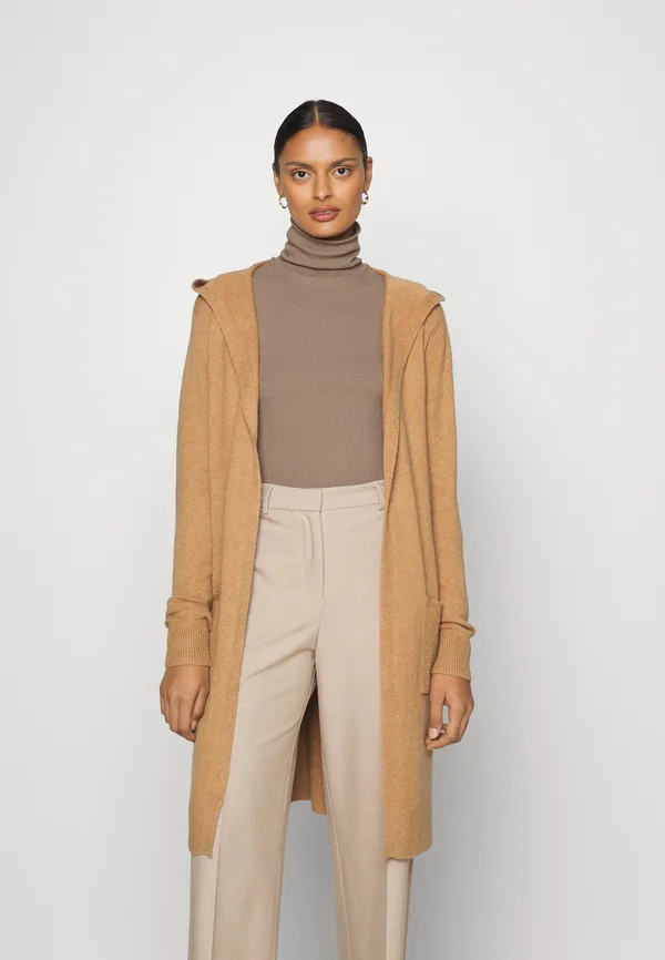 LONG KAPUZE - Strickjacke - brown