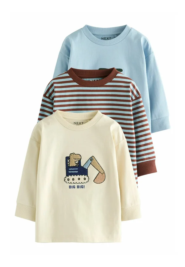 LONG SLEEVE APPLIQUÉ 3 PACK - Langarmshirt - blue/ecru animal transport