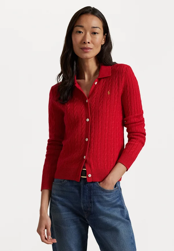 LONG SLEEVE CARDIGAN - Strickjacke - red
