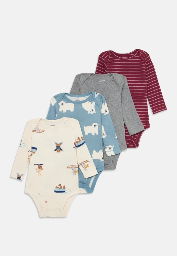 LONG SLEEVE MULTI BODYSUITS 4 PACK - Body - off-white/red/light blue
