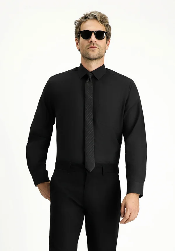 LONG SLEEVE REGULAR FIT PLAIN OXFORD  - Businesshemd - black