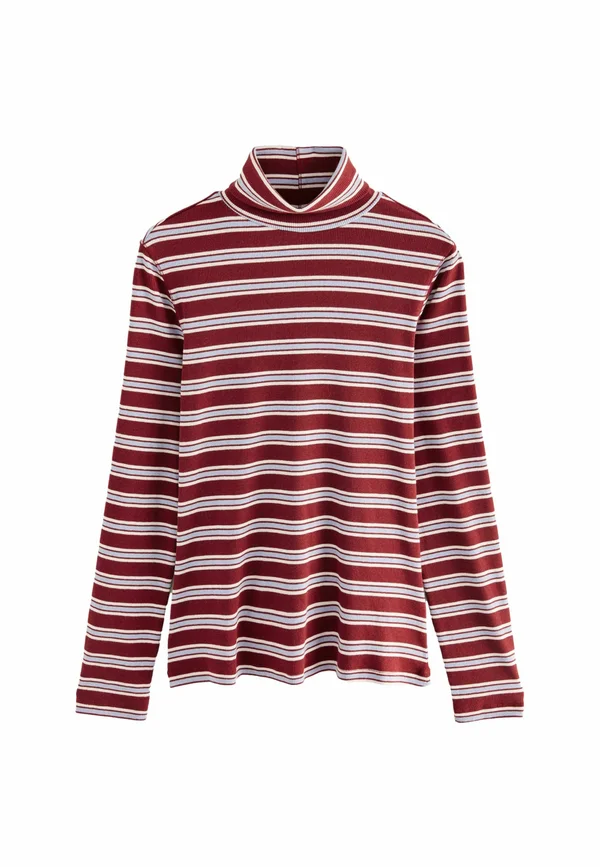 LONG SLEEVE  ROLL NECK - Strickpullover - red berry white ecru