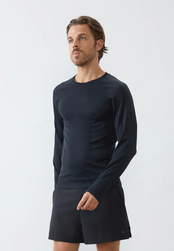 LONG SLEEVE SEAMLESS TOP - Langarmshirt - black