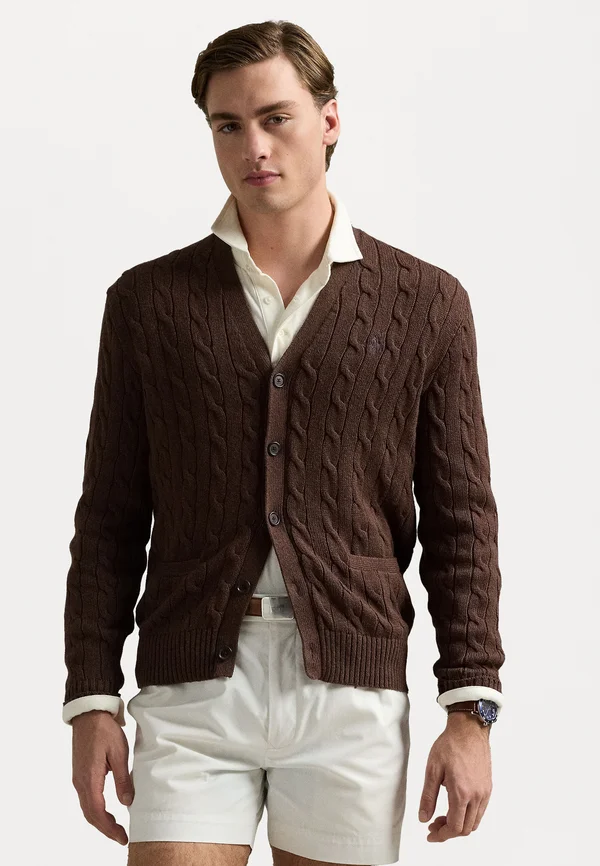 LONG SLEEVE - Strickjacke - dark roast melange