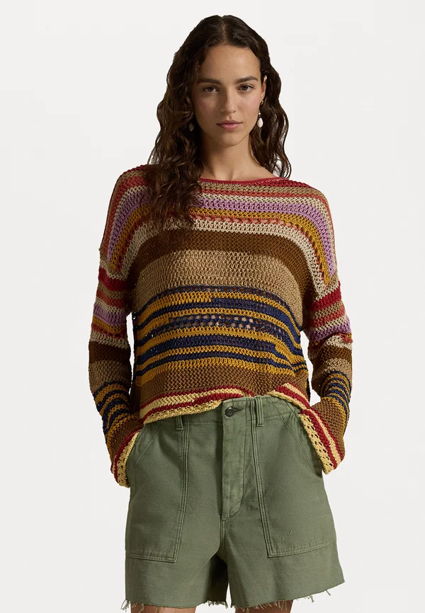 LONG SLEEVE - Strickpullover - tan/multi-colored