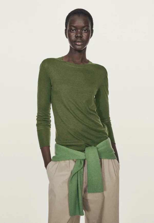 LONG SLEEVE WITH RIBBED TRIMS - Strickpullover - mottled dark green