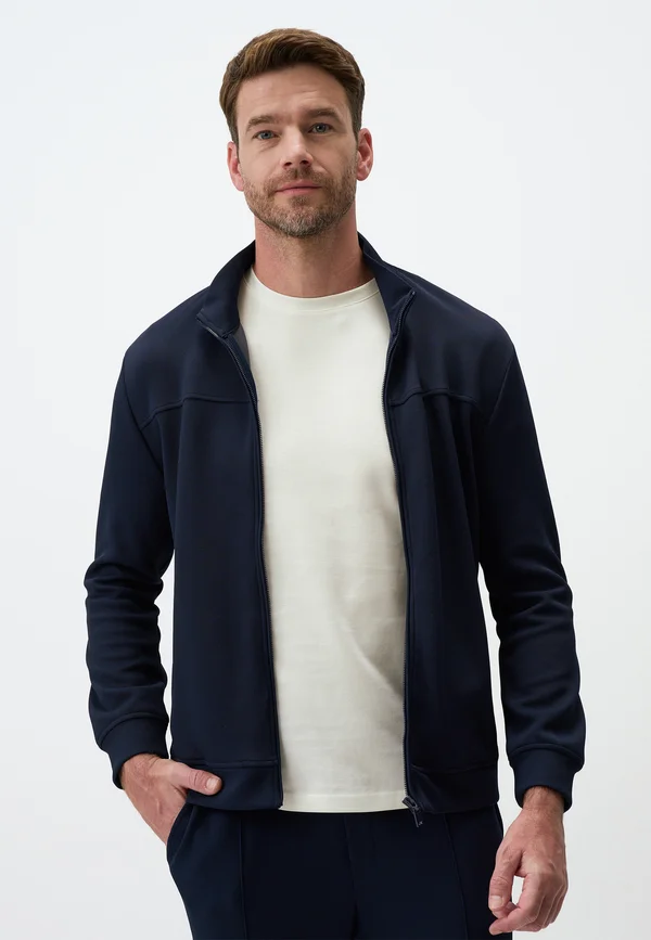 LONG SLEEVE WITH ZIPPER - Strickjacke - dark blue