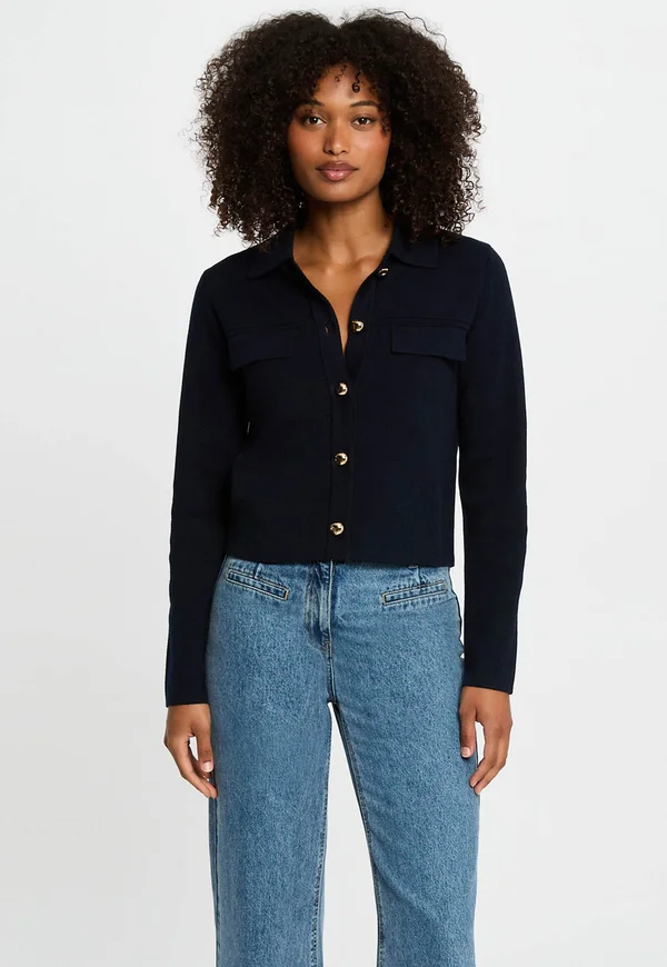 LONG-SLEEVED - Strickjacke - bleu marine