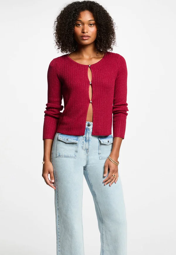 LONG-SLEEVED - Strickjacke - rouge foncé
