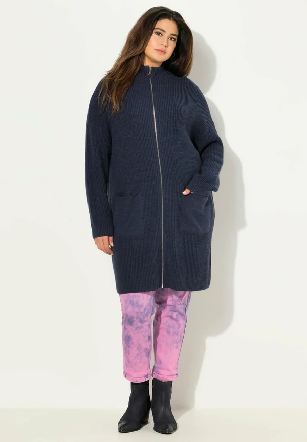 LONG- STEHKRAGEN - Strickjacke - inky blue