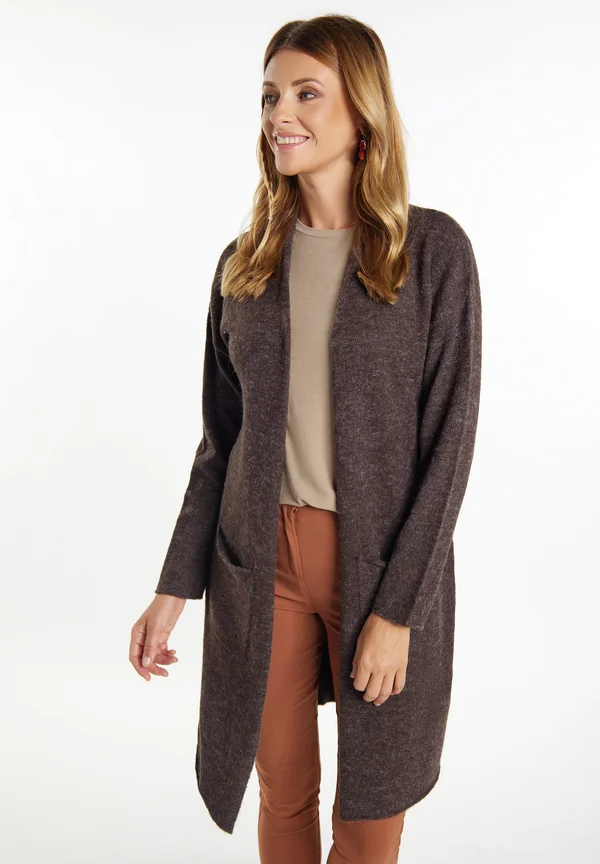 LONG - Strickjacke - dunkelbraun