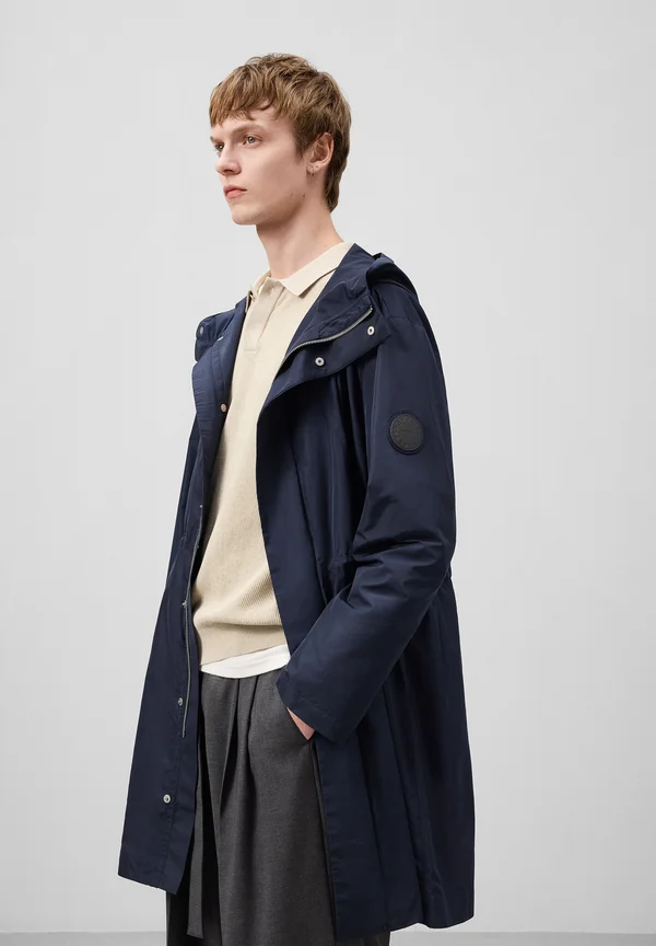LONG WITH HOOD - Parka - navy blue