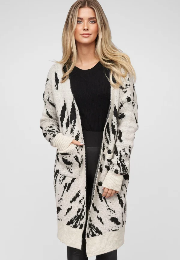 LONGFORM  - Strickjacke - black beige