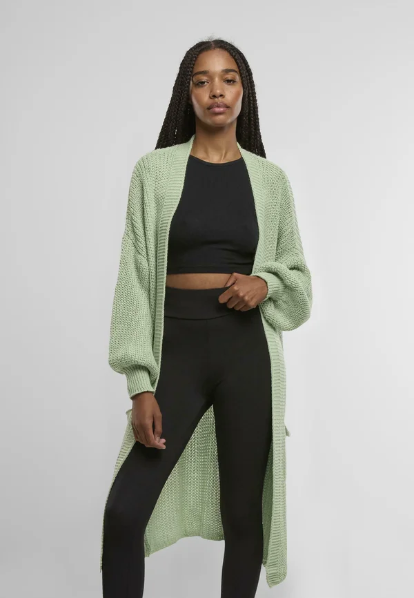 LONGFORM  WITH 2-POCKETS - Strickjacke - light green