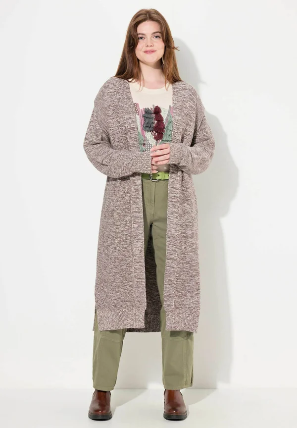 LONGLINE OPEN SHAPE - Strickjacke - dark taupe