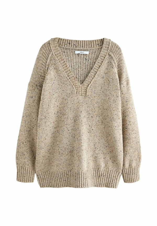 LONGLINE V-NECK - Strickpullover - neutral nappy