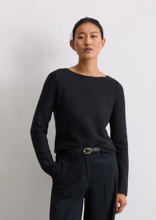 LONGSLEEVE BOAT NECK - Strickpullover - deep night blue