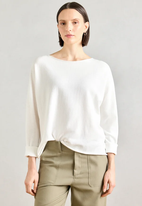 LONGSLEEVE BOAT NECK - Strickpullover - white