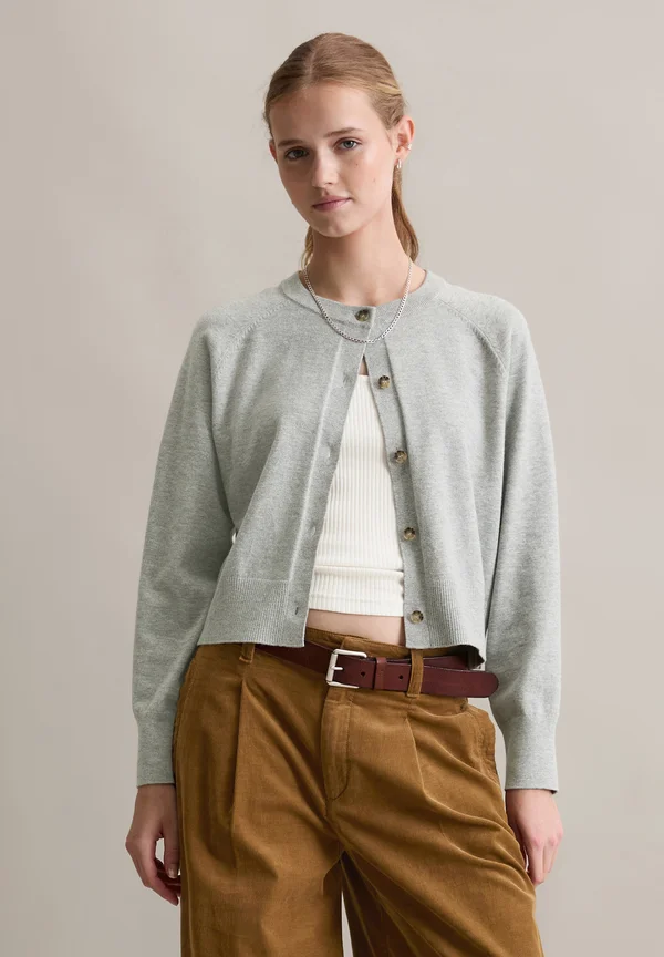 LONGSLEEVE BUTTONS - Strickjacke - stone melange