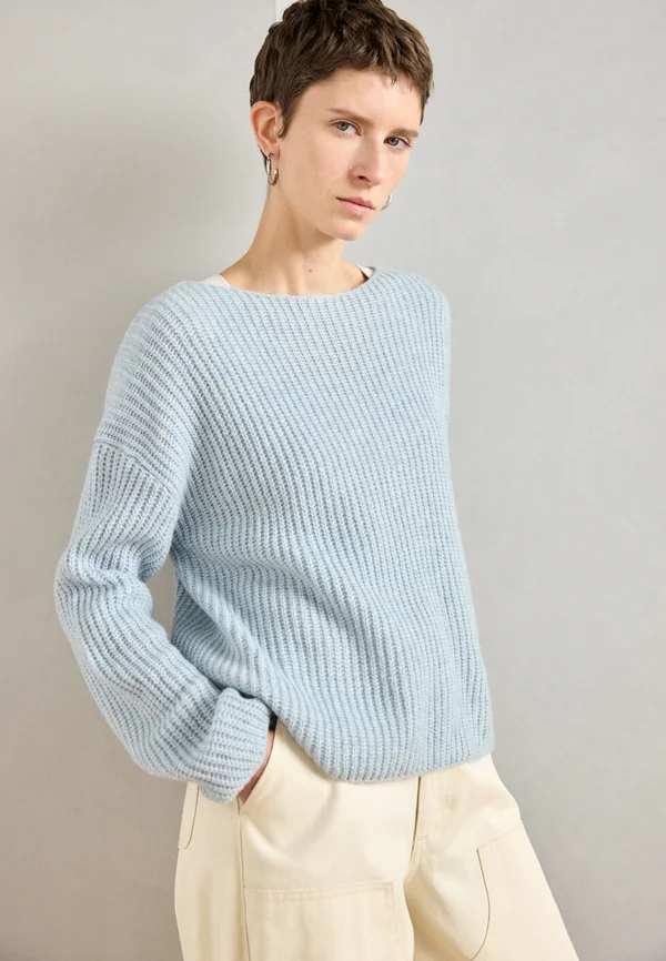 LONGSLEEVE CLEAN EDGE NECKLINE - Strickpullover - silvery blue