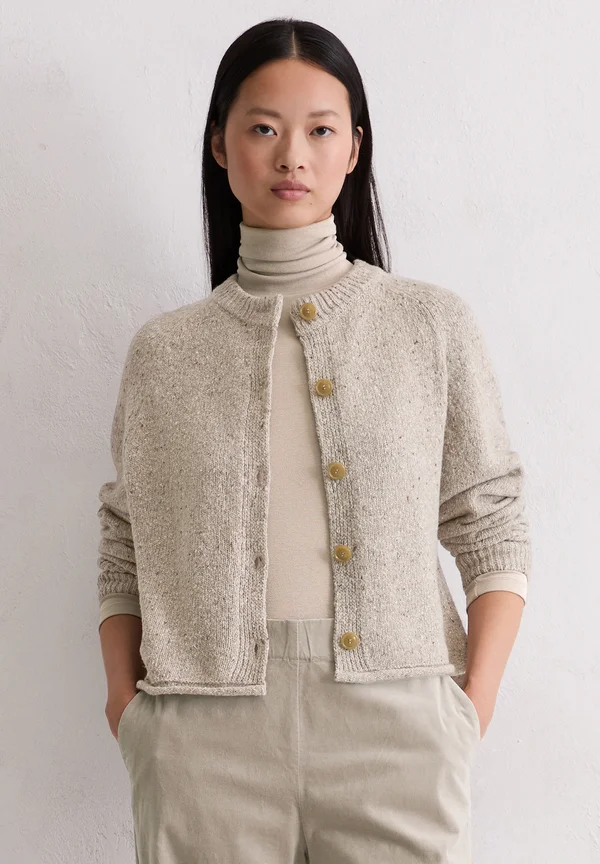 LONGSLEEVE ROUND-NECK - Strickjacke - chalky mauve melange