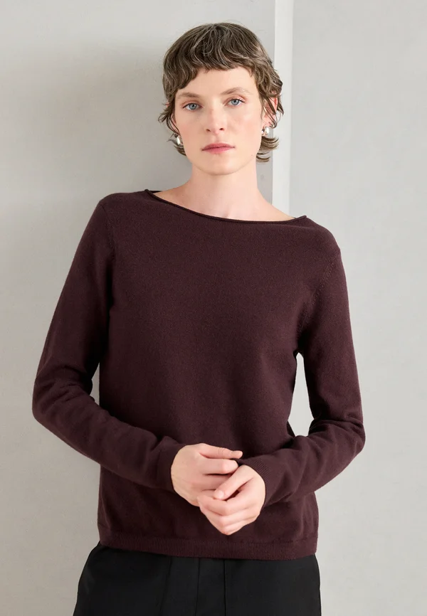 LONGSLEEVE ROUND NECK - Strickpullover - black cherry
