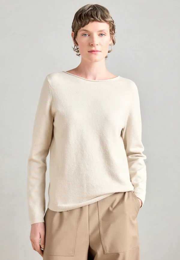 LONGSLEEVE ROUND NECK - Strickpullover - natural stone