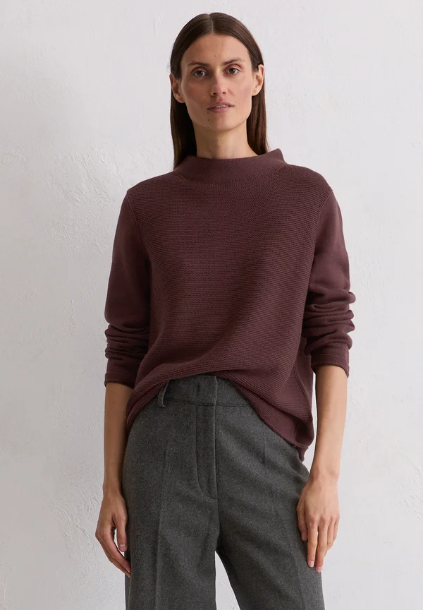LONGSLEEVE SMALL STAND-UP COLLAR - Strickpullover - black cherry