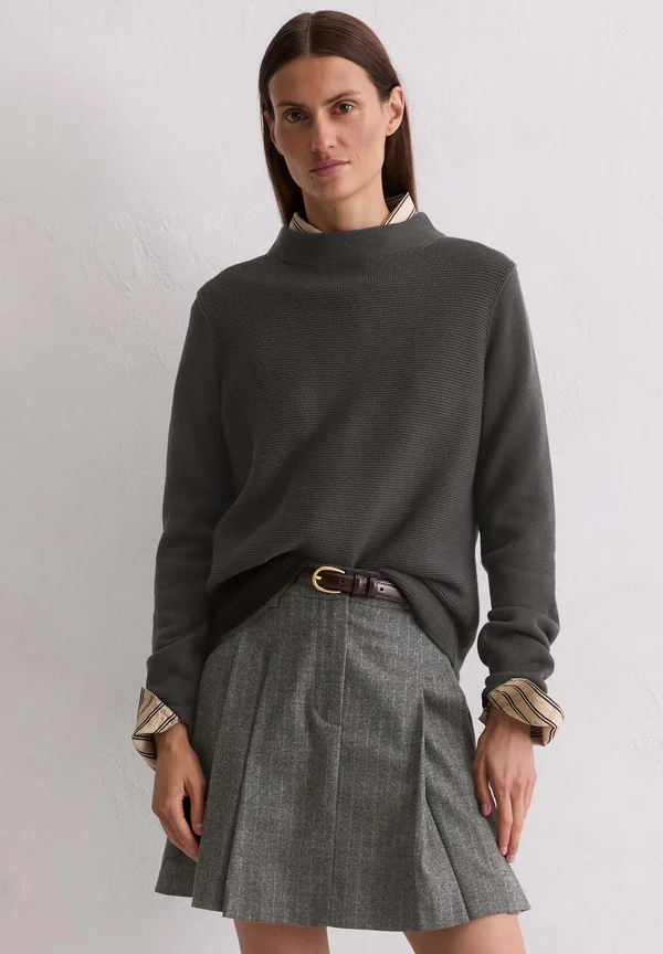 LONGSLEEVE SMALL STAND-UP COLLAR - Strickpullover - night grey