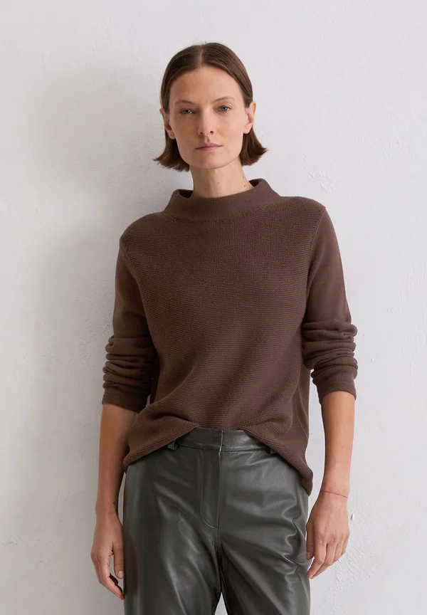 LONGSLEEVE SMALL STAND-UP COLLAR - Strickpullover - shaded brown